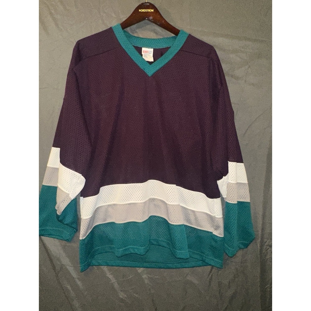 Vintage CCM Blank‎ Purple Long Sleeve Hockey Jersey Mighty Ducks Colorway Large